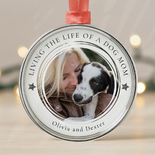 Dog Mom Photo Keepsake Personalized Metal Ornament
