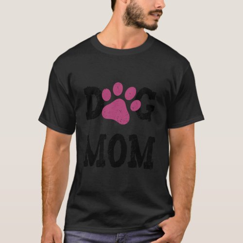 Dog Mom Pink Doggy Paw Cute Animal Trainer Mother  T_Shirt