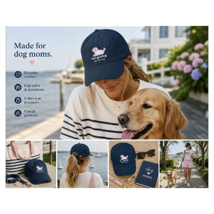 Dog Mom Pink Stripe Seersucker Dog Silhouette Hat