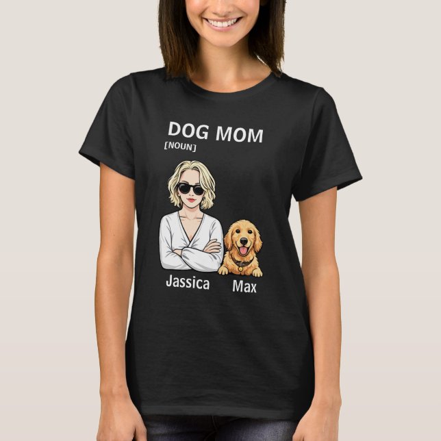 Dog Mom Portrait With Golden Retriever Art T-Shirt (Front)