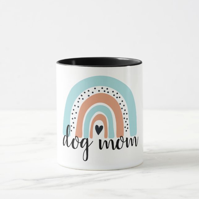 Dog Mom Rainbow Blue Peach Mug (Center)