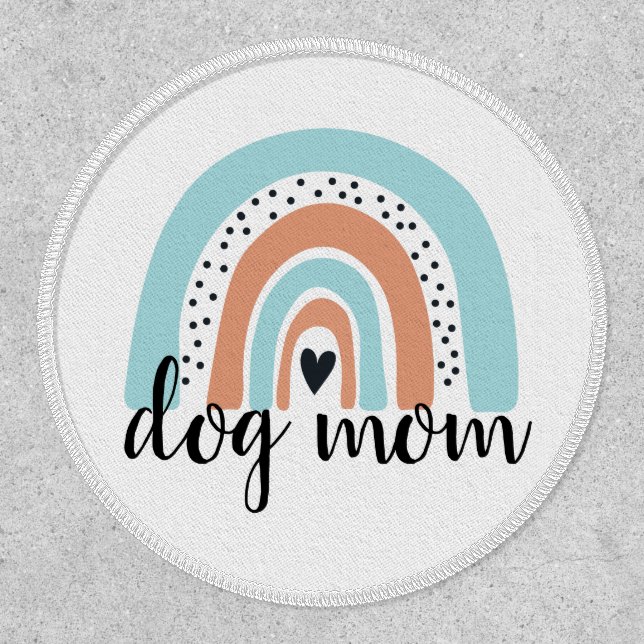 Dog Mom Rainbow Blue Peach  Patch (Front)