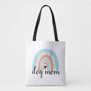 Dog Mom Rainbow Blue Peach Tote Bag