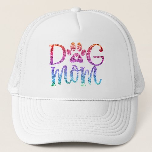 Dog Mom Rainbow Glitter Trucker Hat