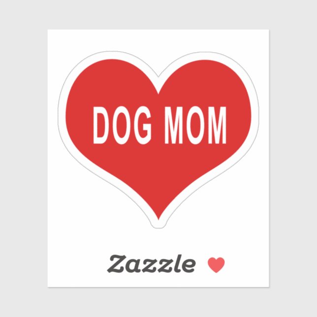 DOG MOM Red Love Heart Vinyl Sticker (Sheet)