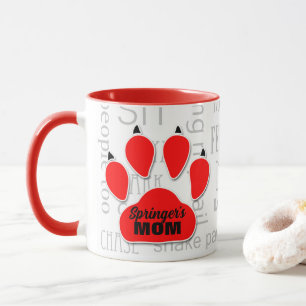 Dog Mom Red Paw Print with Dog's Name Mug