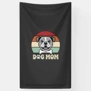 Dog Mom Retro Bulldog Vector Banner