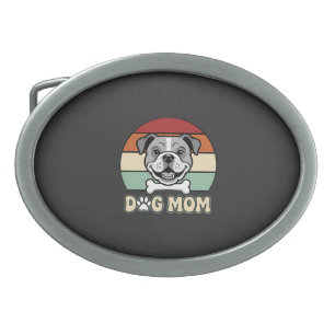 Dog Mom Retro Bulldog Vector Belt Buckle