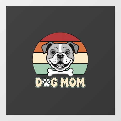 Dog Mom Retro Bulldog Vector Floor Decals