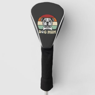 Dog Mom Retro Bulldog Vector Golf Head Cover
