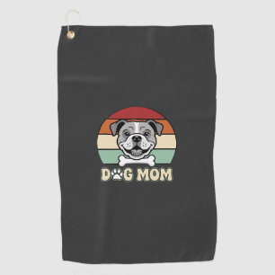 Dog Mom Retro Bulldog Vector Golf Towel