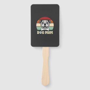Dog Mom Retro Bulldog Vector Hand Fan