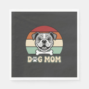 Dog Mom Retro Bulldog Vector Napkins