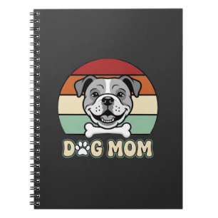 Dog Mom Retro Bulldog Vector Notebook