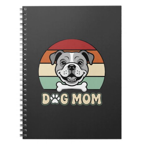 Dog Mom Retro Bulldog Vector Notebook