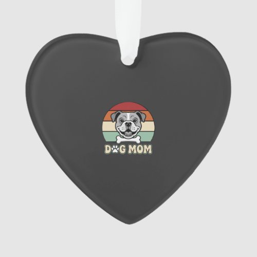 Dog Mom Retro Bulldog Vector Ornament