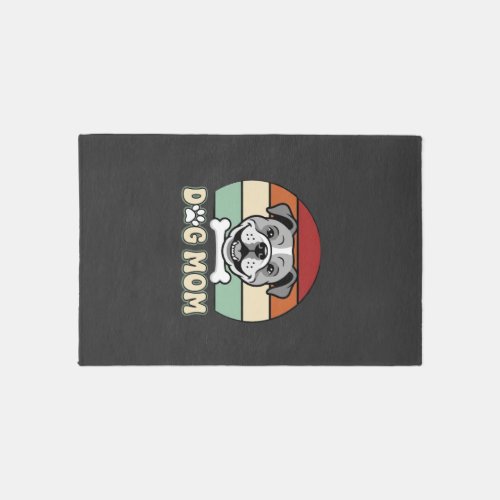 Dog Mom Retro Bulldog Vector Rug