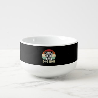 Dog Mom Retro Bulldog Vector Soup Mug