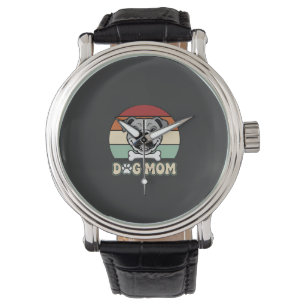 Dog Mom Retro Bulldog Vector Watch