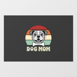 Dog Mom Retro Bulldog Vector Window Cling