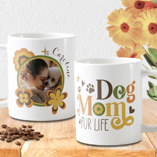 Dog Mom Retro Custom Name Photo Coffee Mug