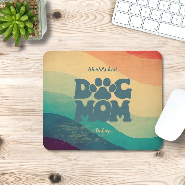 Dog Mom Retro Personalized Mouse Pad (Creator Uploaded)