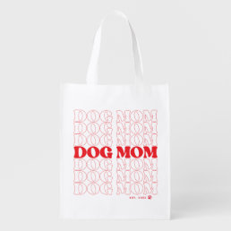 Dog Mom Retro Typography Custom Text Grocery Bag