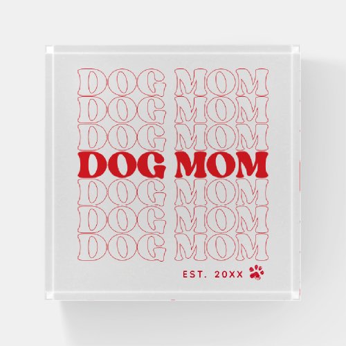 Dog Mom Retro Typography Custom Text Paperweight