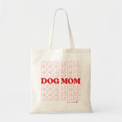 Dog Mom Retro Typography Custom Text Tote Bag