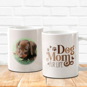 Dog Mom Retro Typography Dachshund Photo Custom Coffee Mug