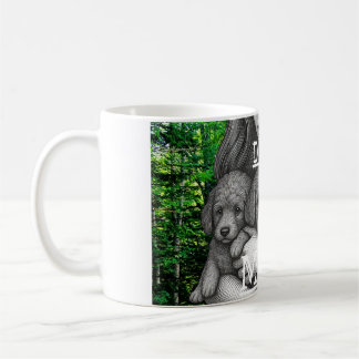 Dog Mom Retro Vintage Woodcut Engraving Poodle Pup Coffee Mug