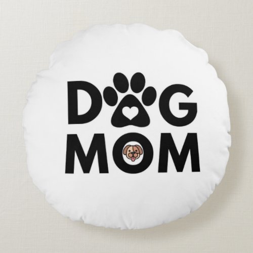 Dog Mom Round Pillow