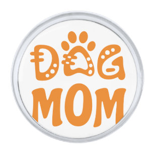Dog Mom Silver Finish Lapel Pin