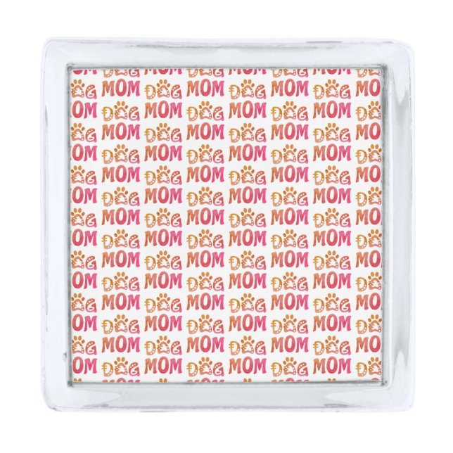 Dog Mom Silver Finish Lapel Pin (Front)