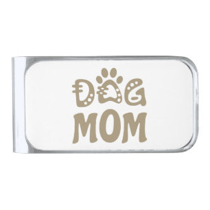 Dog Mom Silver Finish Money Clip