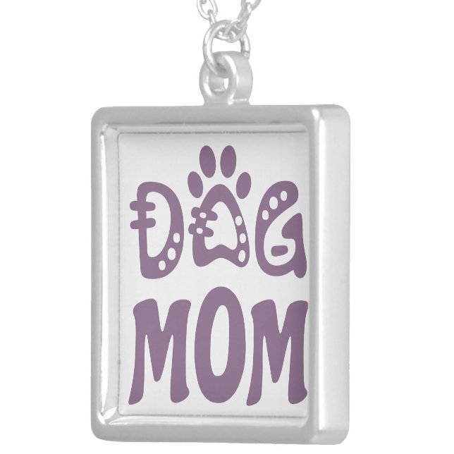 Dog Mom Silver Plated Necklace (Front Right)