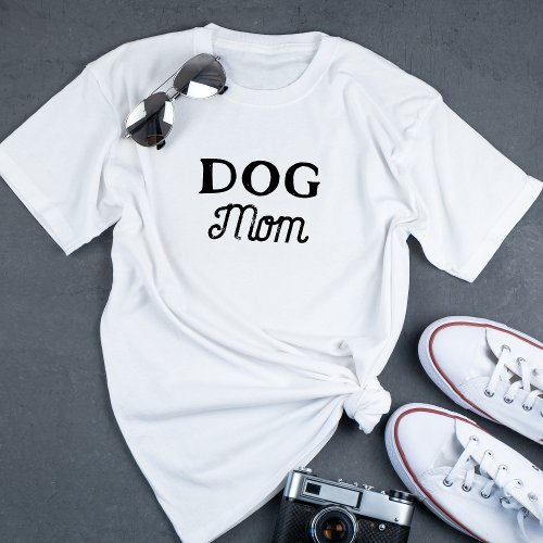 Dog Mom  Simple Cute Retro Script Pet Owner T_Shirt