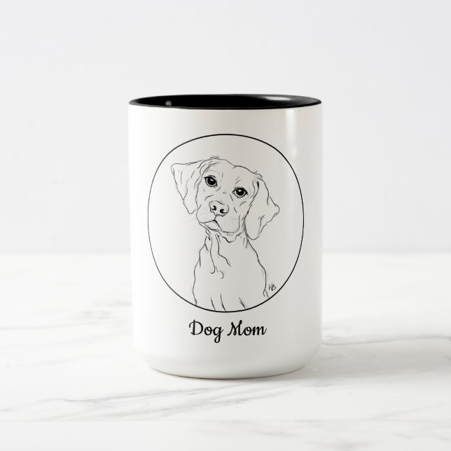 Dog Mom Simple Line Art Drawing Mug (Center)