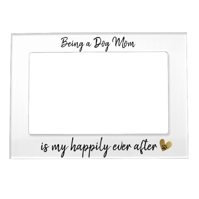 Dog Mom | Simple Modern Pawprint White Magnetic Frame (Front)