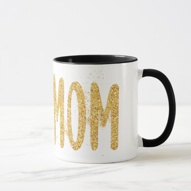 DOG MOM, Smudged Gold Glitter Mug (Right)