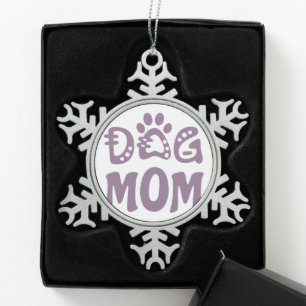 Dog Mom Snowflake Pewter Christmas Ornament