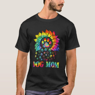 Dog Mom Spiral Dog Paws Prints Tie Dye, Hippie Dog T-Shirt