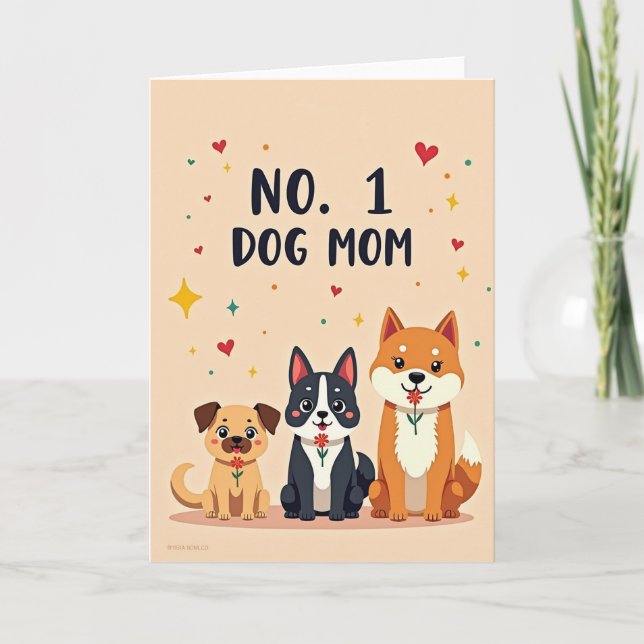 Dog Mom Stars Hearts Card (Front)