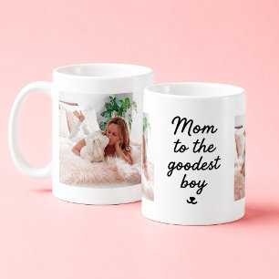 Dog Mom to the Goodest Boy Custom Pet 2 Photo Coffee Mug