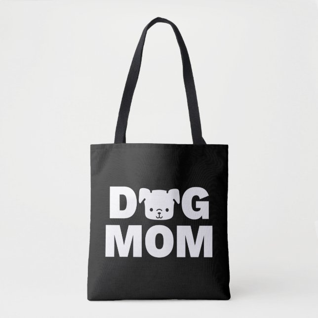 DOG MOM Tote Bag (Black) (Front)