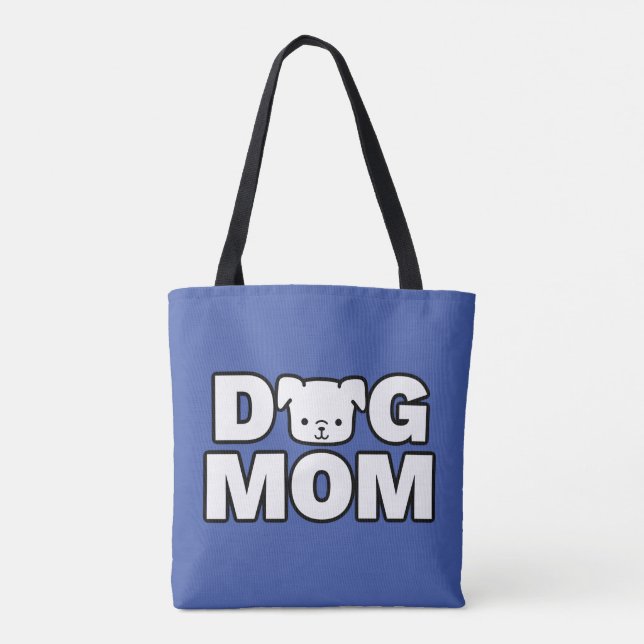 DOG MOM Tote Bag (Blue) (Back)