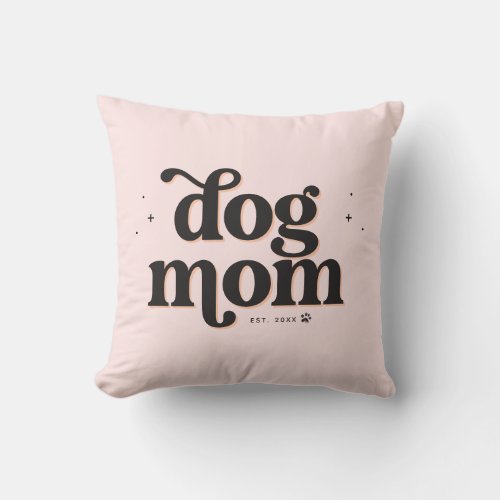 Dog Mom Trendy Typography Custom Photo and Text  Throw Pillow