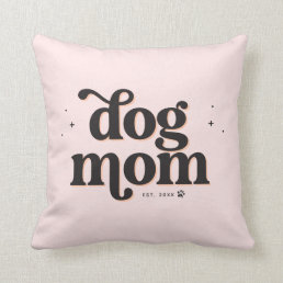 Dog Mom Trendy Typography Custom Photo and Text  Throw Pillow