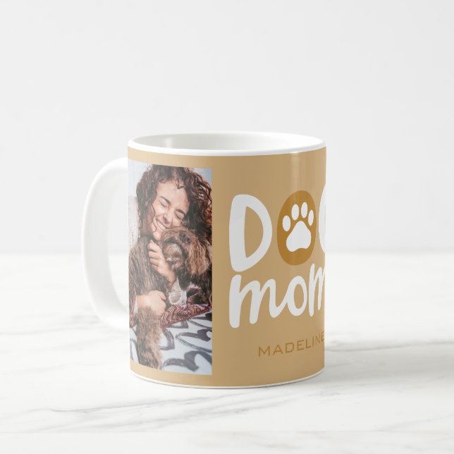 Dog Mom Two Photo Coffee Mug Cup (Front Left)