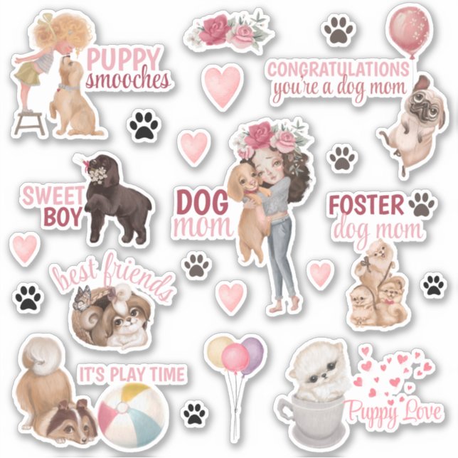 Dog Mom Vinyl Stickers (Front)